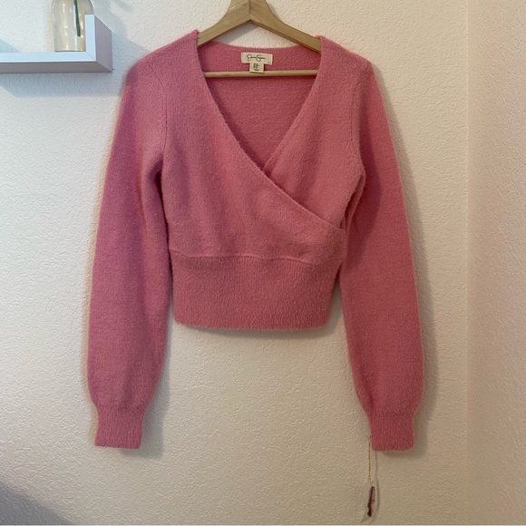 Jessica Simpson pink wrap front sweater - Picture 2 of 4